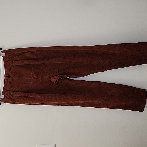 Madewell High Waist Tapered Corduroy Pants      Rust Red Trousers Size 4 - Picture 4 of 16
